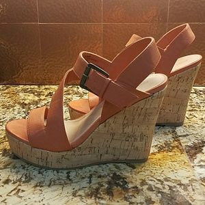 Orange platform strappy sandals